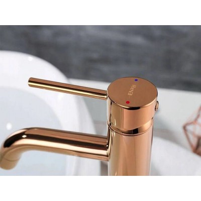 Змішувач для раковини (умивальника) REA LUNGO ROSE GOLD рожеве золото